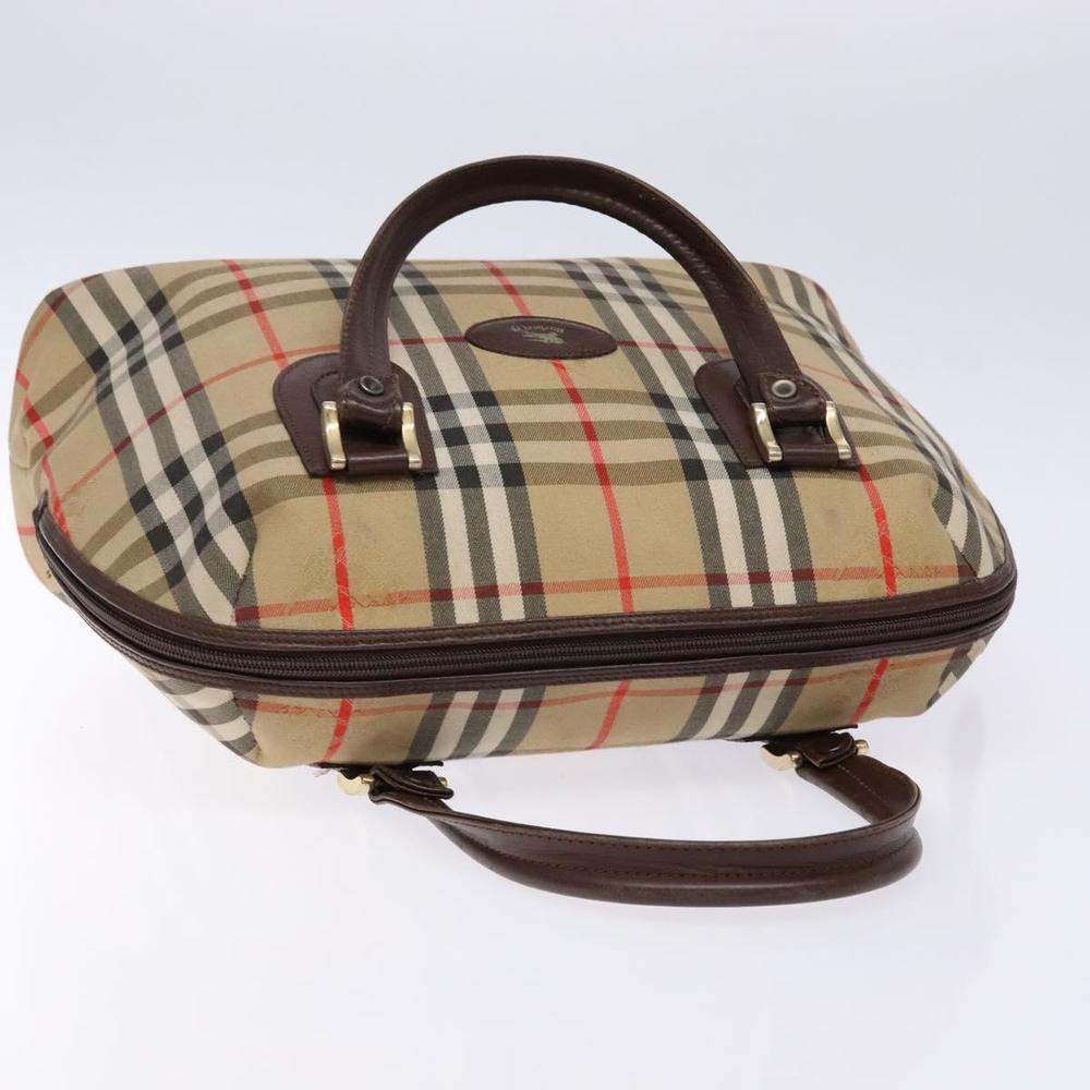 Burberrys Nova Check Hand Bag Canvas Beige Gold Auth 134084 - Picture 6 of 16